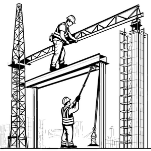 Baustellenhelden bei tollen Bauprojekten Ausmalbild für kleine Architekten