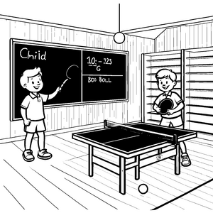 Spaßiger Tischtennisschläger im Sportklassenzimmer Malvorlage für aktive Spieler