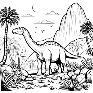 Wunderbarer Brachiosaurus unter strahlendem Himmel Ausmalvorlage für kleine Entdecker