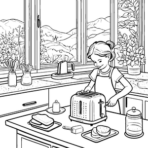Kreativer Toaster im hellichten Küchenparadies Ausmalbild für begeisterte Hobbyköche