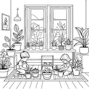 Zauberhafte Pflanzenwelt im Kinderzimmer Ausmalvorlage für naturbegeisterte Kreativköpfe