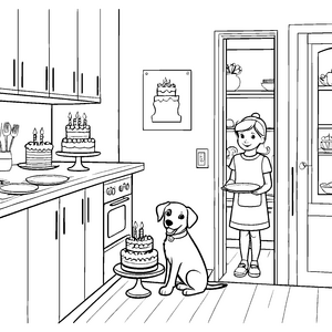 Köstliche Tortenträume im bunten Kuchenparadies Ausmalbild für kreative Backkünstler