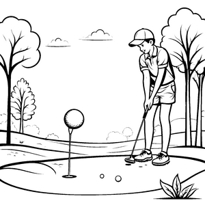 Präziser Golfer mit guter Zielgenauigkeit Ausmalvorlage für abenteuerliche Sportler