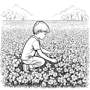 Wunderschöne Klee-Blüten im fröhlichen Feld Ausmalvorlage für kleine Naturforscher