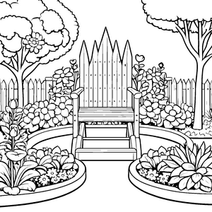 Majestätischer Thron im blühenden Garten Ausmalbild für fantasievolle Könige