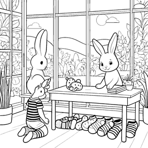 Bunte Socken mit fröhlichen Motiven Ausmalbild für kreative Entdecker