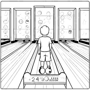 Spannende Bowlingkugeln auf der Bahn Ausmalbild für kleine Sportsterne