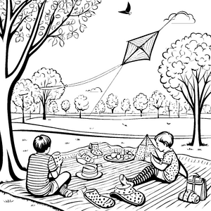 Bunte Socken im sonnigen Park Malvorlage für kleine Entdecker