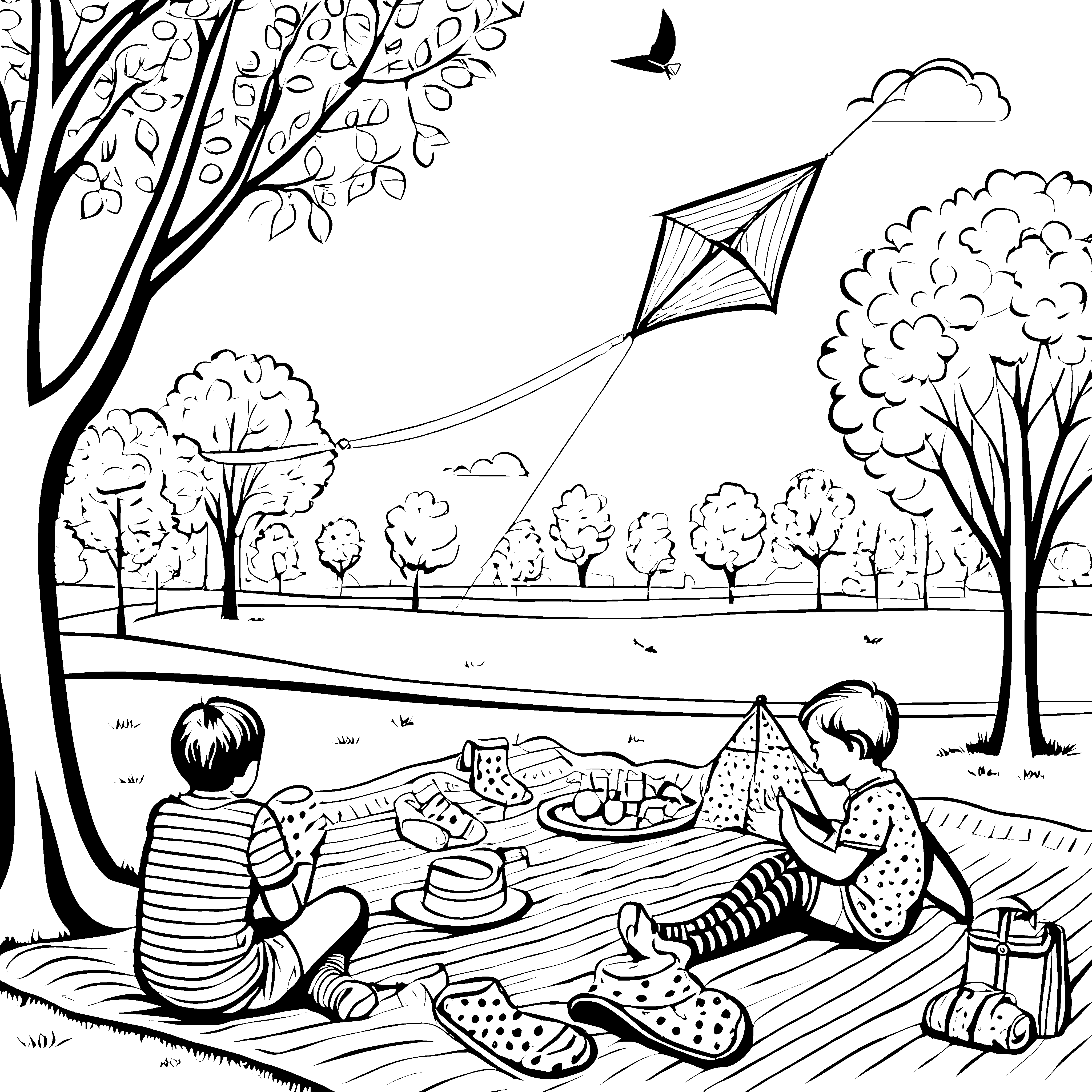 Bunte Socken im sonnigen Park Malvorlage für kleine Entdecker