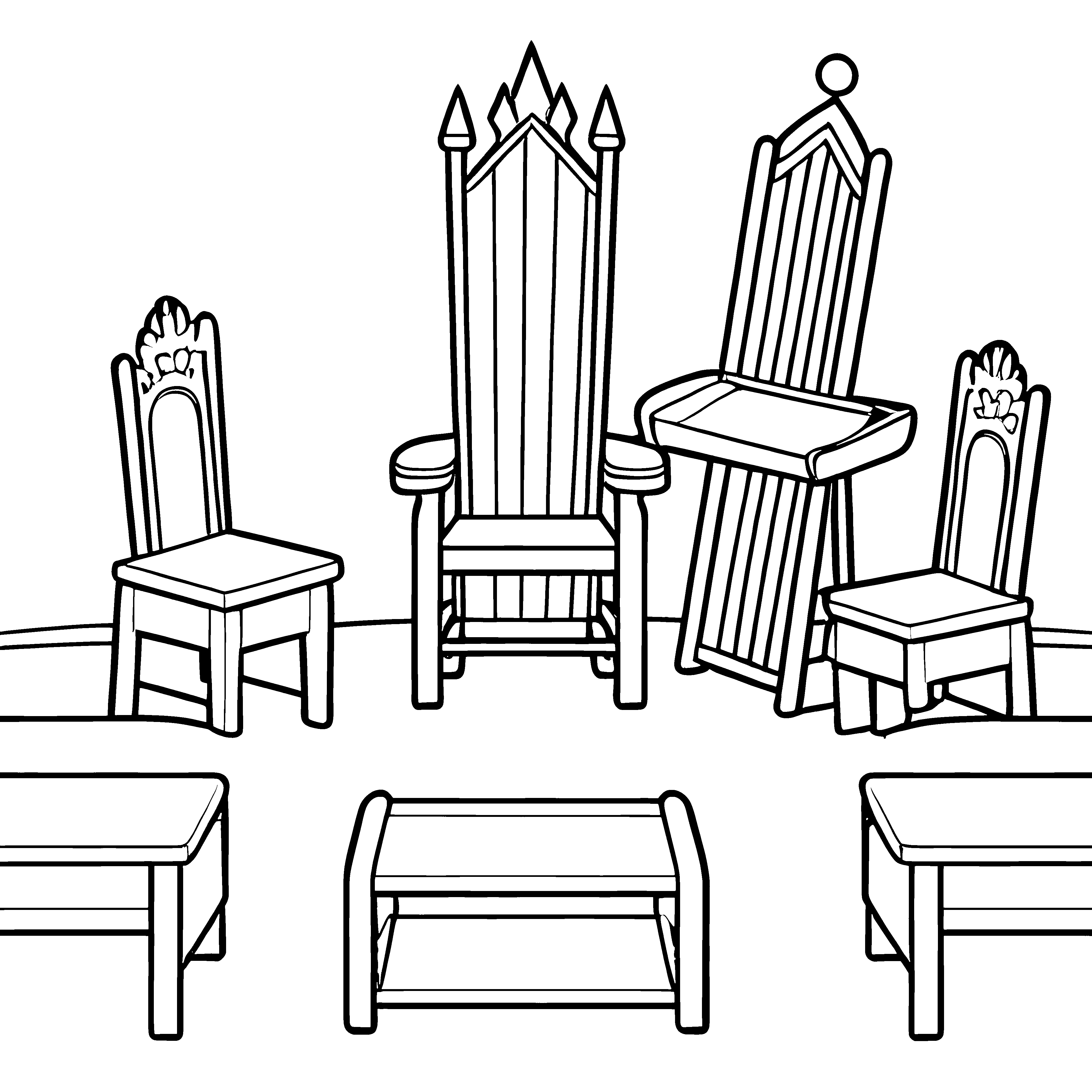 Majestätische Throne in königlichem Raum Ausmalvorlage für kleine Herrscher