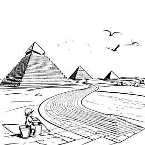 Geheimnisvolle Pyramiden im Sandmeer Ausmalbild für neugierige Entdecker