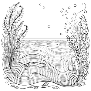 Wendige Aale gleiten durch schimmernde Wasserpflanzen Ausmalvorlage für neugierige Wasserentdecker