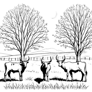 Hüpfende Stierbabys im grünen Gras Ausmalvorlage für kleine Tierentdecker