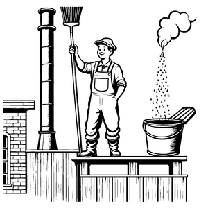 Schornsteinfeger bei der Arbeit Ausmalbild für kleine Handwerker