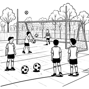 Kickerduell auf dem Fußballplatz Ausmalvorlage für junge Sportenthusiasten