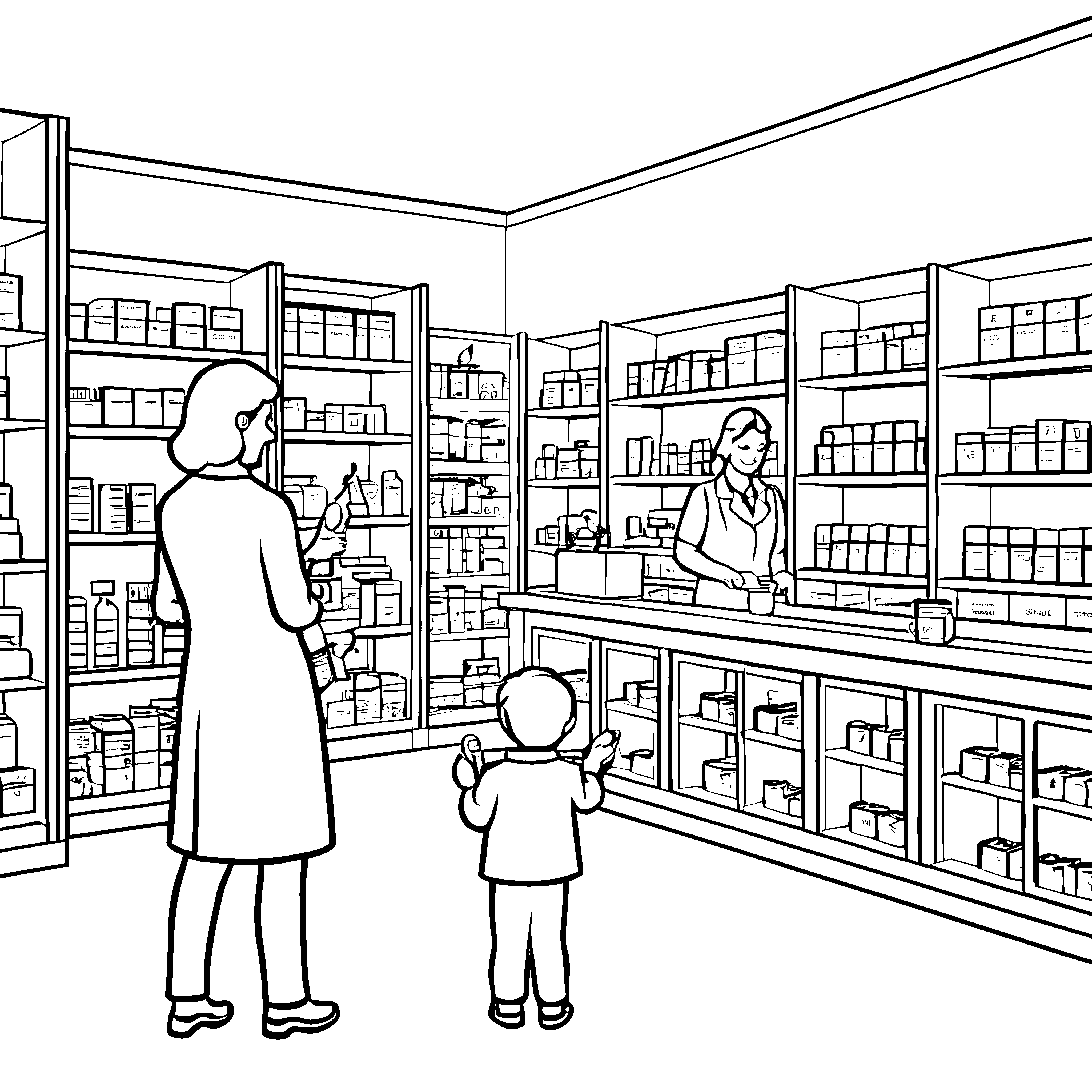 Gesundheitsberatung in der Apotheke Malvorlage für neugierige Entdecker