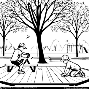Kurze Baseball-Handschuhe auf dem Spielplatz Ausmalvorlage für junge Sportfans