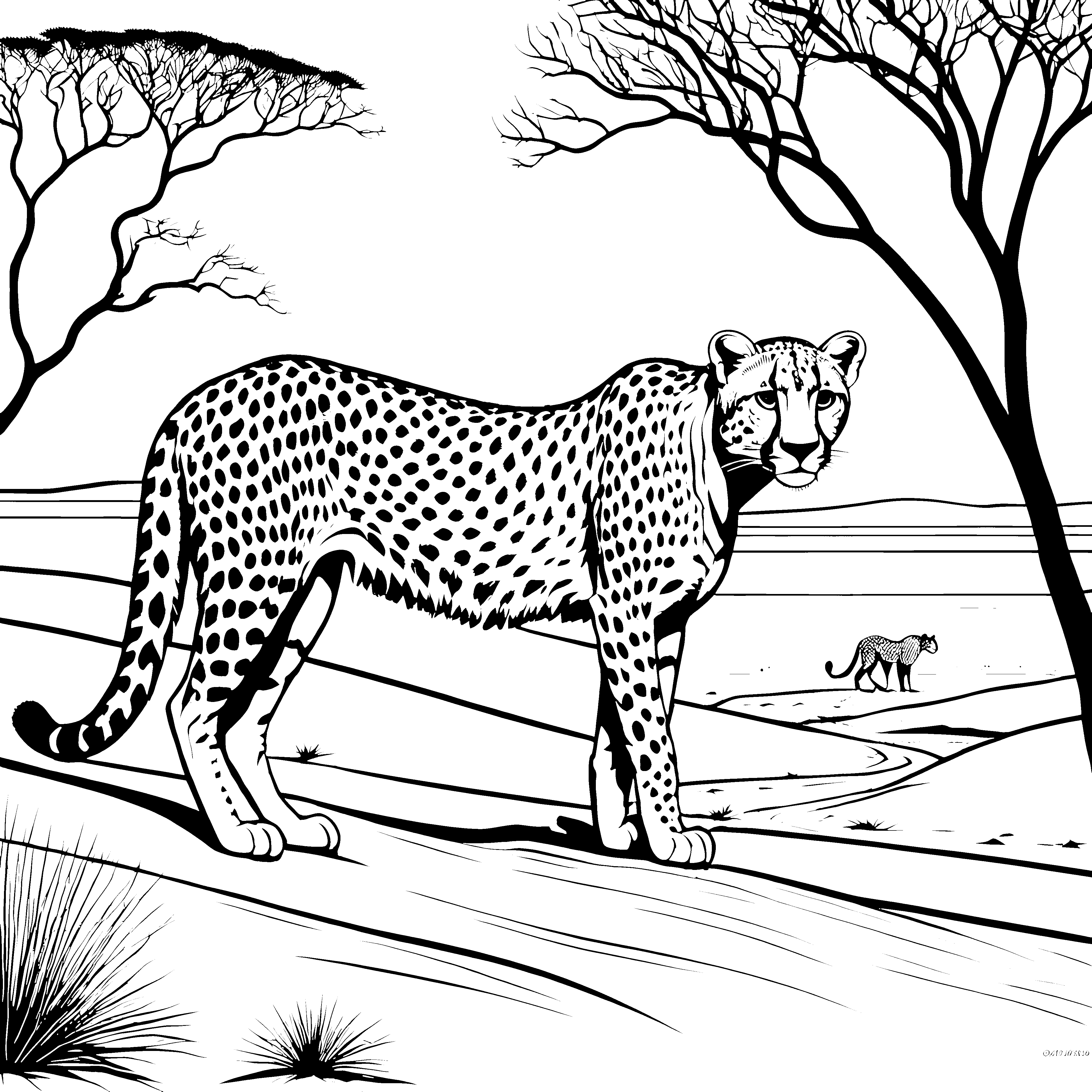 Majestätischer Gepard in der Savanne Ausmalbild für wilde Entdecker