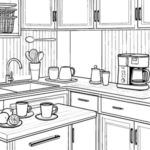 Kaffeemaschine mit frischen Früchten Malvorlage für kleine Genussfreunde
