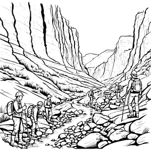 Schn rüftige Geologen auf spannender Expedition Ausmalvorlage für neugierige Forscher