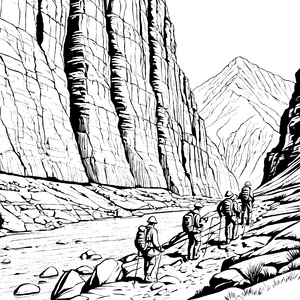Fesselnde Geologen auf Forschungsreise Ausmalmotiv für neugierige Abenteurer