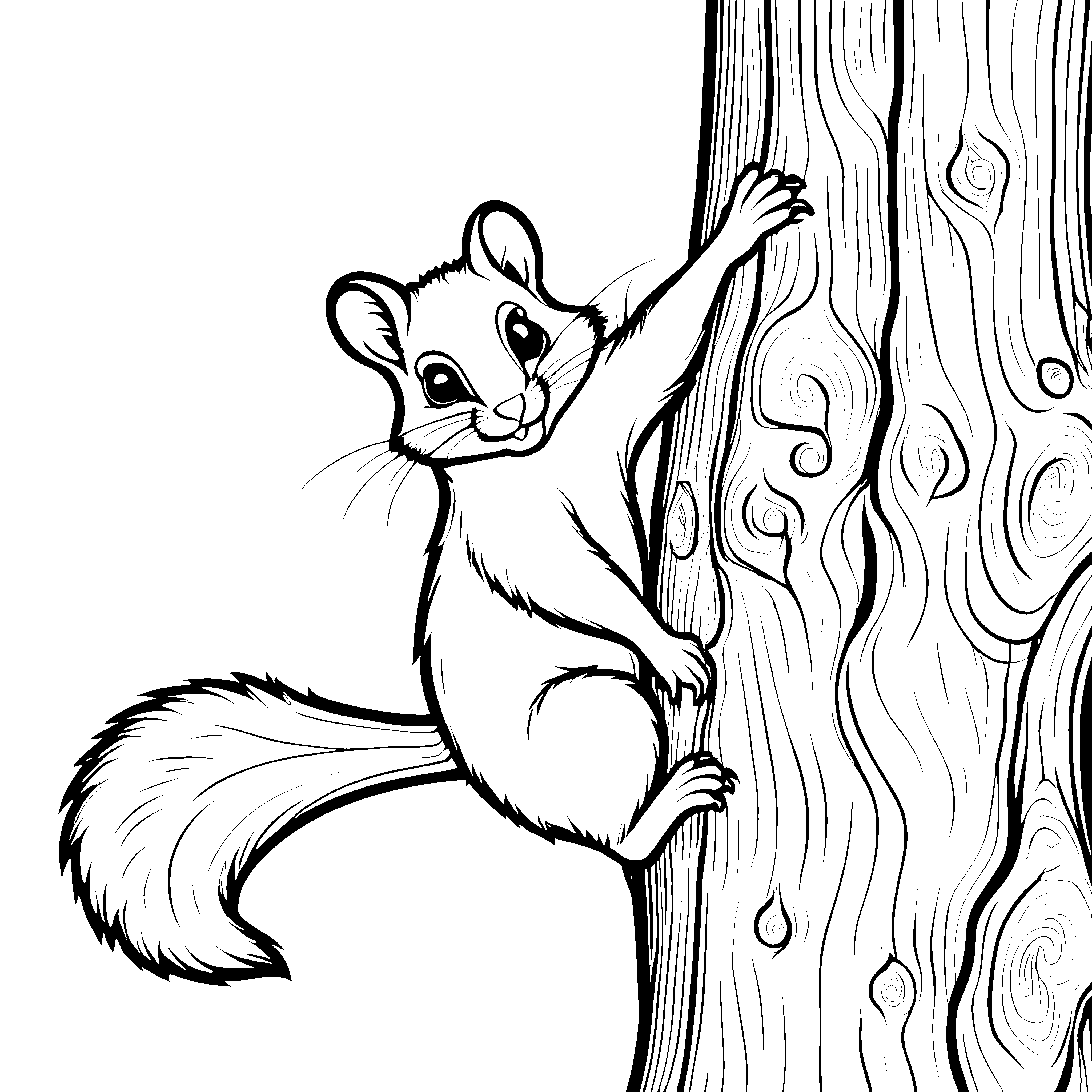 Flinkes Flughörnchen auf Abenteuersuche Ausmalbild für kreative Entdecker