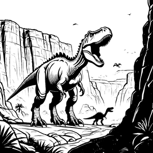 Majestätischer Tyrannosaurus Rex in der Urzeit Ausmalbild für furchtlose Entdecker