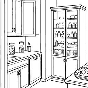 Kreativer Medizinschrank mit bunten Heilmitteln Ausmalbild für neugierige Entdecker