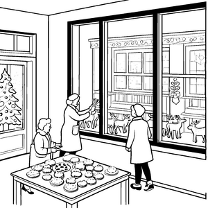 Weihnachtliche Freude mit frischen Plätzchen Ausmalvorlage für frohe Senioren