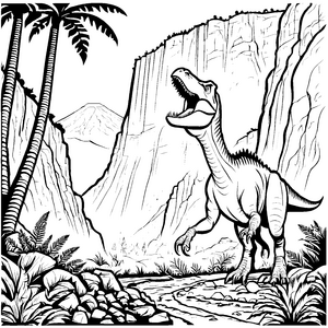 Majestätischer Tyrannosaurus Rex in natürlicher Umgebung Ausmalbild für abenteuerlustige Entdecker