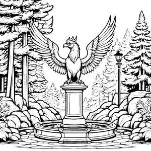 Majestätischer Greif auf mystischer Säule Ausmalbild für fantasievolle Künstler