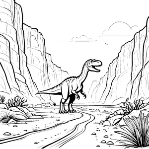 Faszinierender Tyrannosaurus Rex auf Abenteuerreise Ausmalbild für mutige Dino-Entdecker
