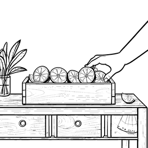 Spritzige Limetten in der bunten Kiste Ausmalvorlage für junge Fruchtliebhaber