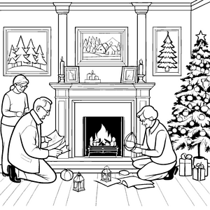 Weihnachtliche Bastelrunde im gemütlichen Seniorenheim Ausmalvorlage für kreative Herzensmenschen