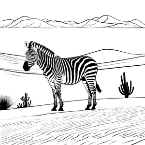 Mächtiges Zebra in der Wüste Ausmalmotiv für abenteuerliche Naturfreunde