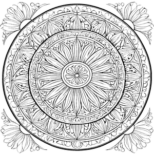 Fantasievolles Mandala mit floralen Mustern Ausmalbild für kreative Entdecker