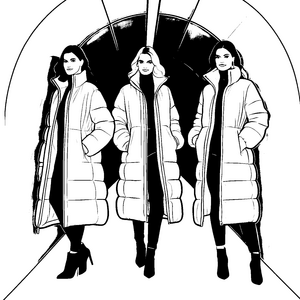 Schicke Damenmäntel im modischen Look Malvorlage für stilbewusste Designerinnen