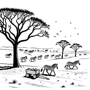 Entspanntes Zebra-Duo beim Spaziergang Malvorlage für abenteuerliche Naturfreunde