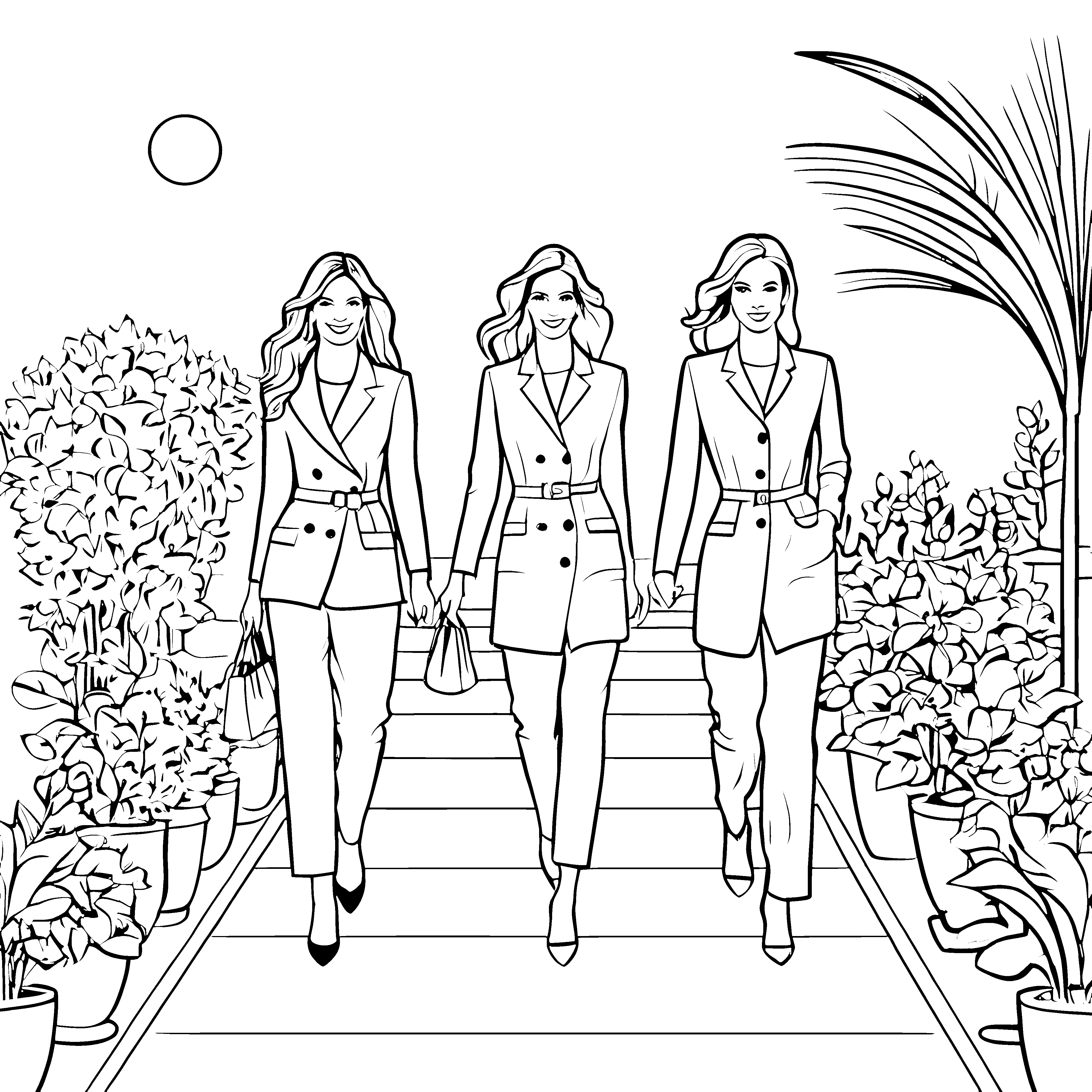 Stylische Damenmäntel im eleganten Design Malvorlage für modebewusste Träumer