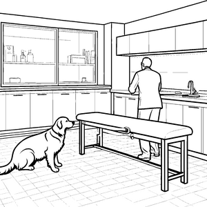 Wohlfühlhund beim Tierarzt Malvorlage für tierliebe Entdecker