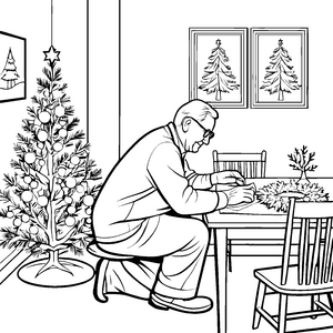Besinnliche Weihnachtsvorbereitungen im Seniorenheim Ausmalbild für helfende Hände