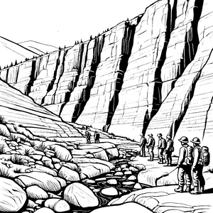 Faszinierende Geologen bei der Entdeckung beeindruckender Felsen Ausmalmotiv für neugierige Naturforscher