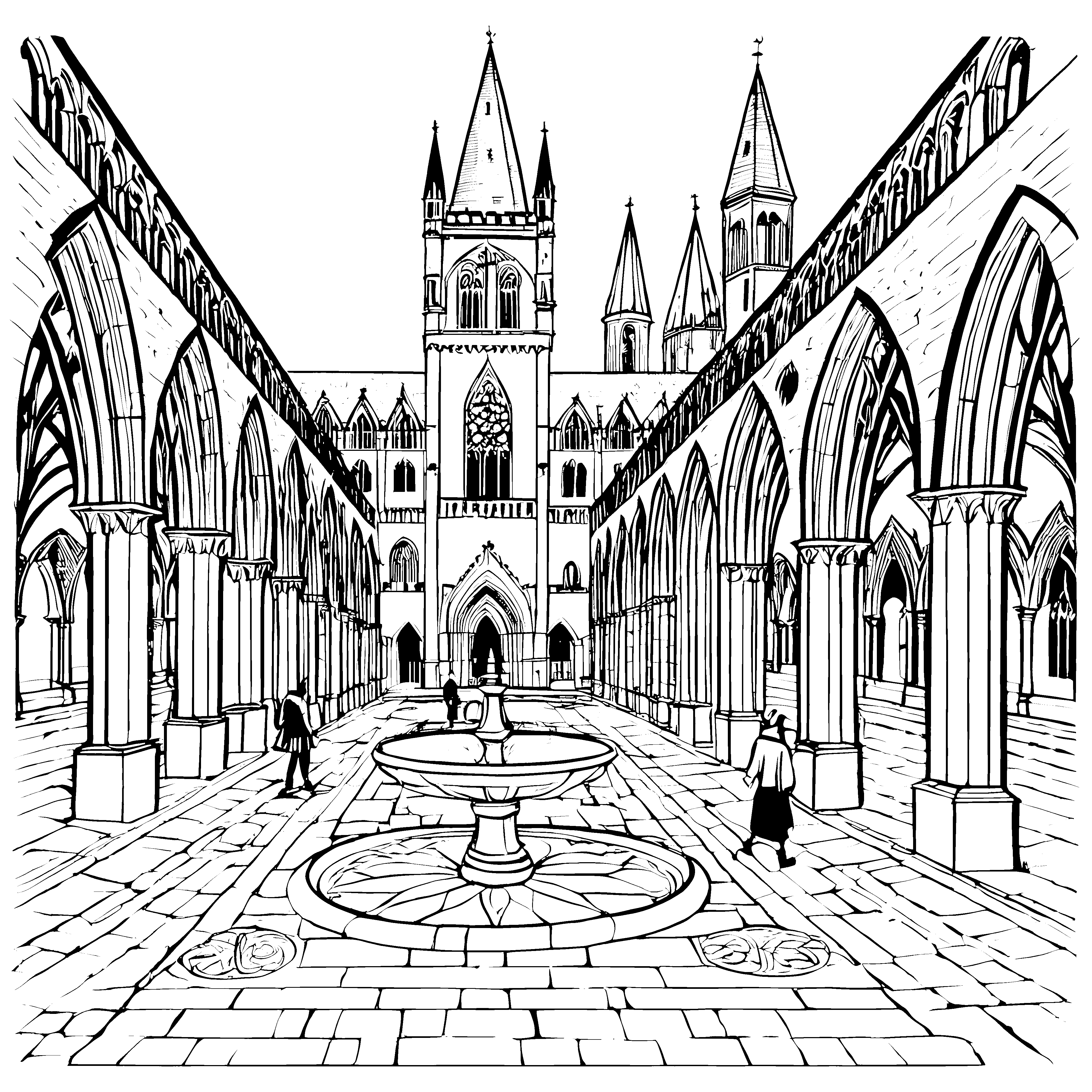 Majestätische Universität mit beeindruckender Architektur Ausmalbild für angehende Denker
