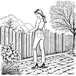 Modische Damenhose im entspannten Garten Ausmalvorlage für stilbewusste Kreative