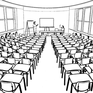 Bequeme Konferenzstühle in kreativem Besprechungsraum Ausmalmotiv für junge Visionäre
