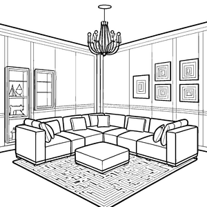 Stylisches Sofadesign mit modernem Touch Ausmalbild für kreative Wohnraumgestalter