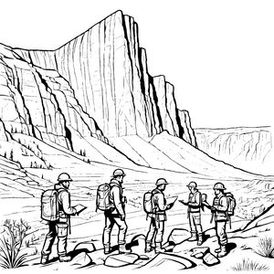 Faszinierende Geologen bei der Entdeckungsreise Ausmalbild für junge Naturforscher