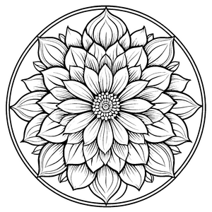 Bezauberndes Mandala aus blühenden Blumen Malvorlage für fantasievolle Kunstliebhaber