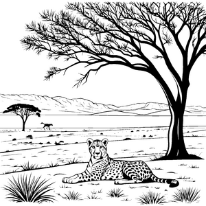 Faszinierender Gepard im warmen Sonnenlicht Ausmalvorlage für neugierige Entdecker