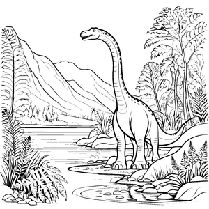 Majestätischer Diplodocus im urzeitlichen Tal Ausmalmotiv für neugierige Abenteurer